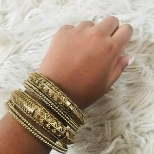 Gold Hill Patterned Bangle Set